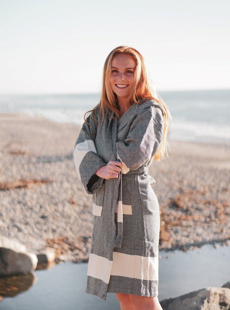 Turkish Cotton Diamond Bathrobe: Lightweight Spa Robe, Christmas Gift