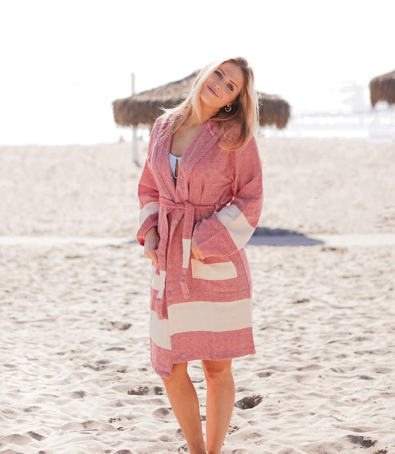 Turkish Cotton Diamond Bathrobe: Lightweight Spa Robe, Christmas Gift